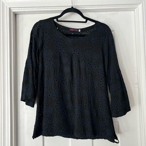 Johnny Was Tunic 3/4 Sleeve Eyelet Top